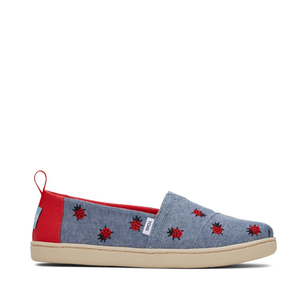 TOMS Kids' Sneakers with Ladybug Design - Blue and Red, size 13.5 Youth